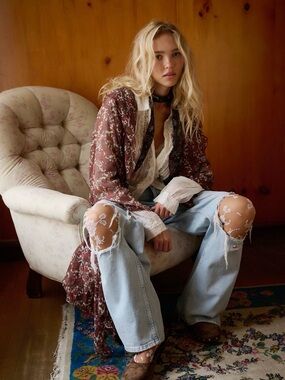 Free People High Low Printed Duster
